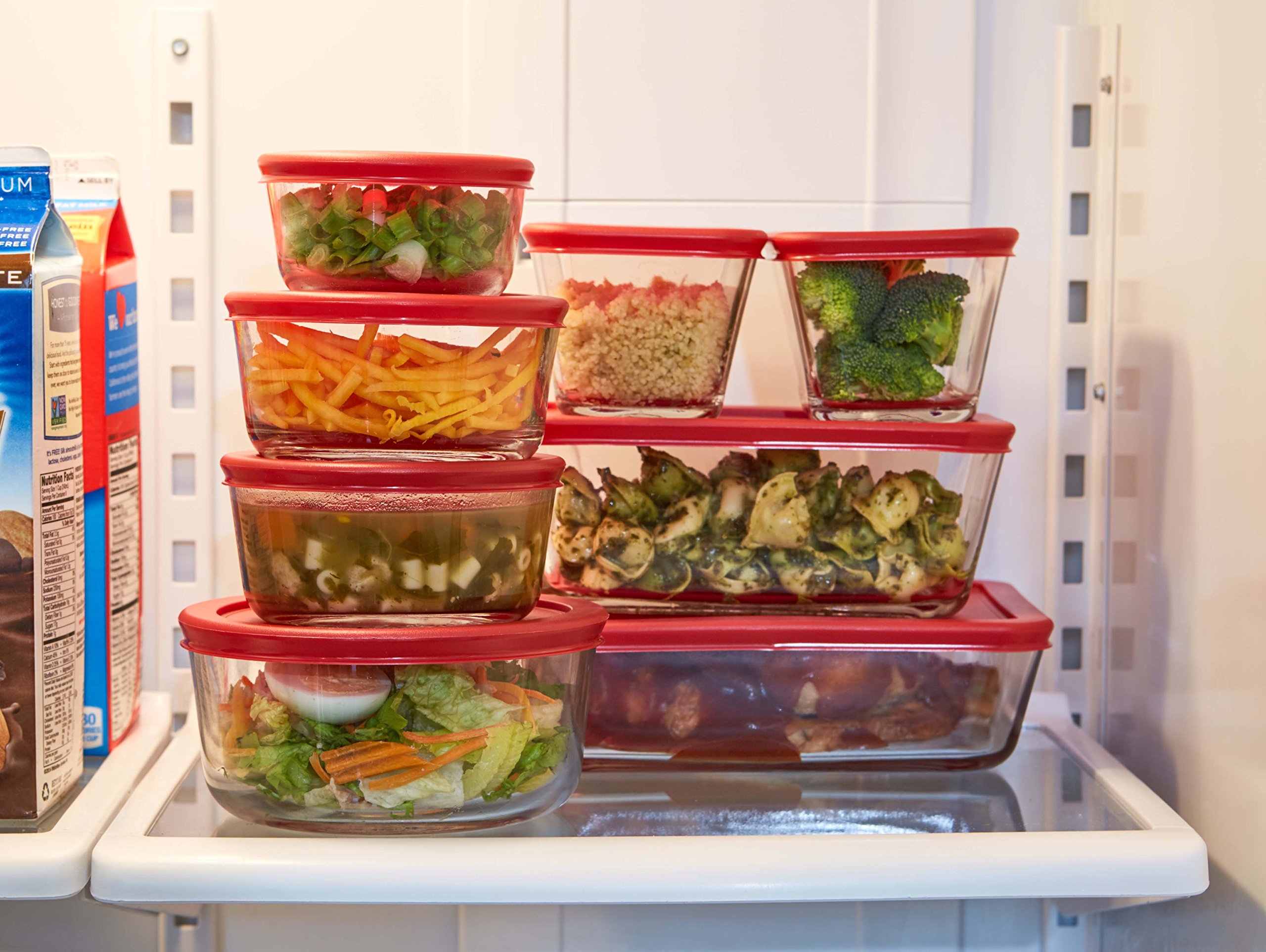 Anchor Hocking Classic Glass Food Storage Containers with Lids, Red, 16-Piece Set - Image 6
