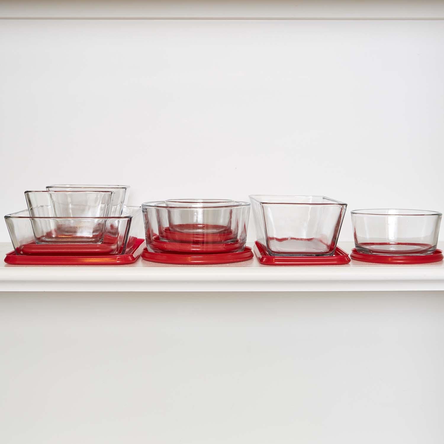 Anchor Hocking Classic Glass Food Storage Containers with Lids, Red, 16-Piece Set - Image 7