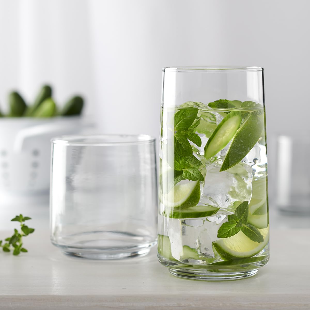 Anchor Hocking Finlandia Drinking Glasses, 16 Piece Set, (8) 12 Ounce, (8) 16 Ounce, Clear Glass - Image 5